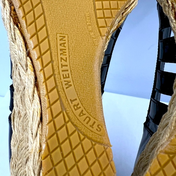 STUART WEITZMAN PATENT, TOE WEDGE, ESPADRILLES, BLACK, SIZE 9M, WOMEN’S SHOES - Picture 14 of 16